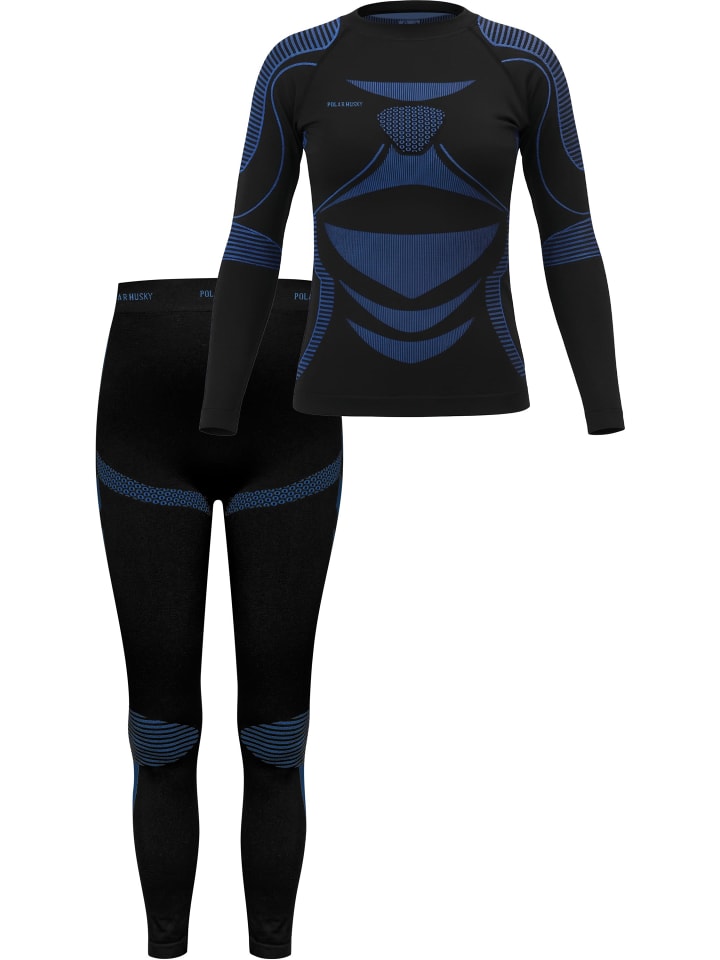 Funktionsunterwäsche Set Hemd + Hose Unisex in Schwarz/Blau