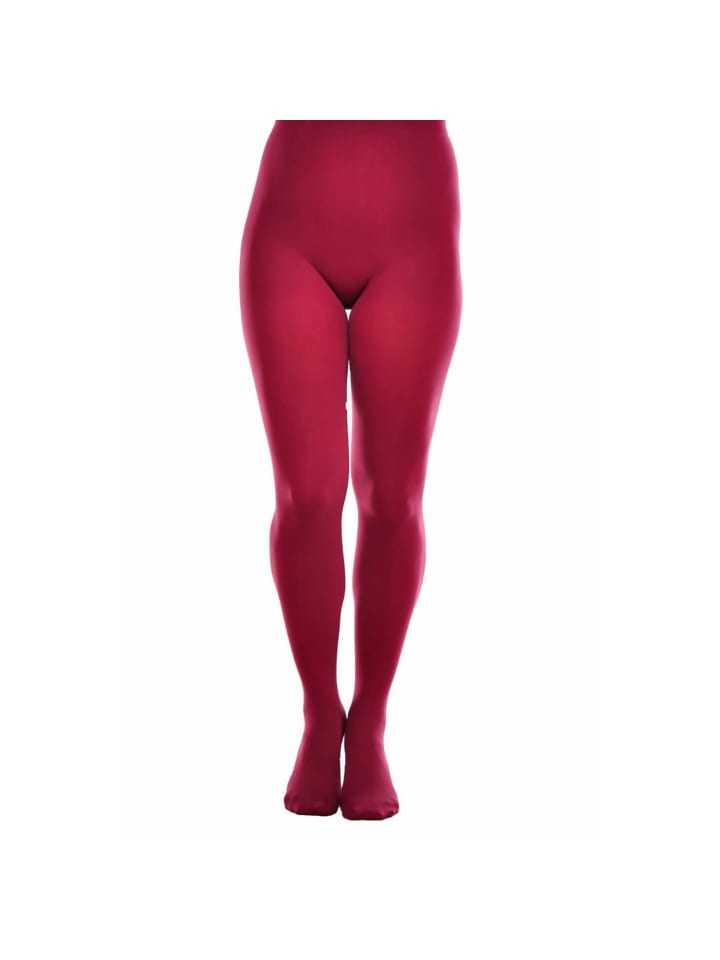 Blickdichte und warm 60 DEN Mikrofaser Strumpfhose ohne Muster in Burgunder