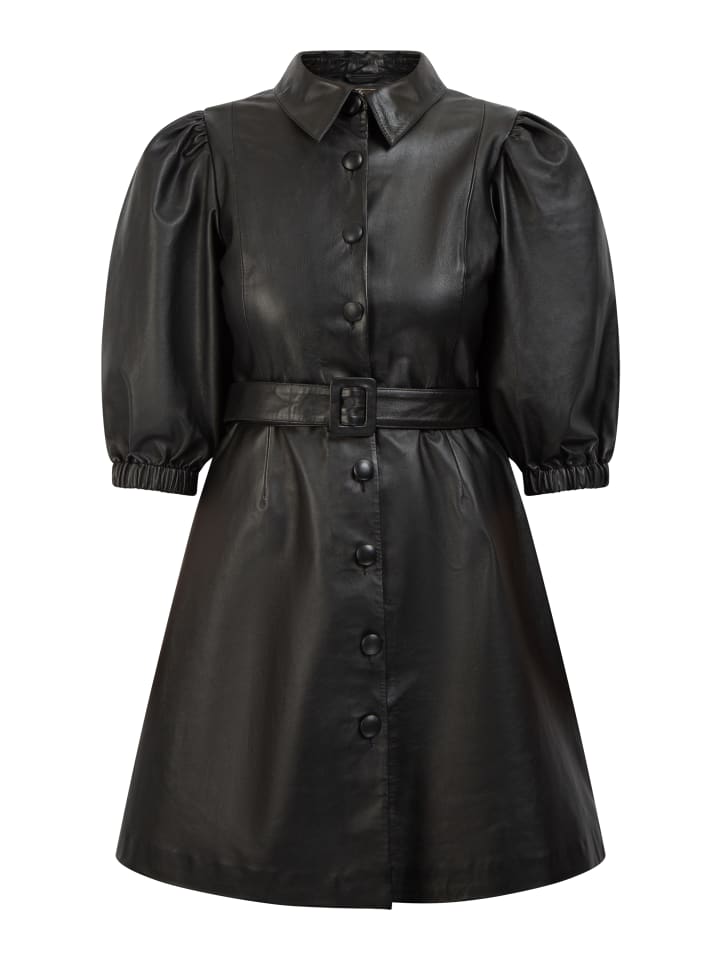 Damen Lederkleid in Schwarz