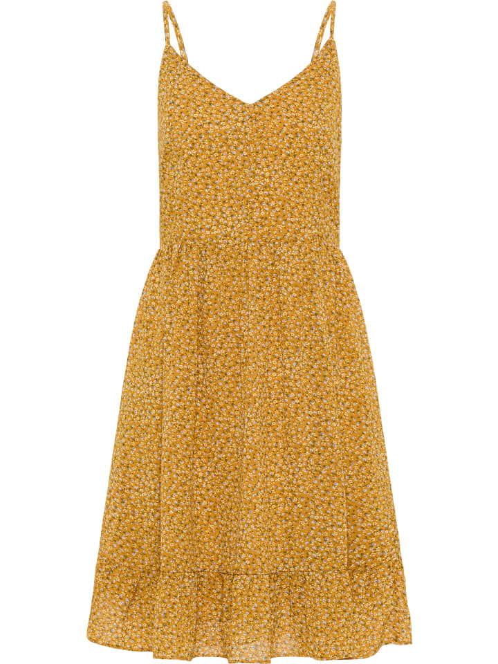 Damen Kleid in Dunkelgelb Mehrfarbig
