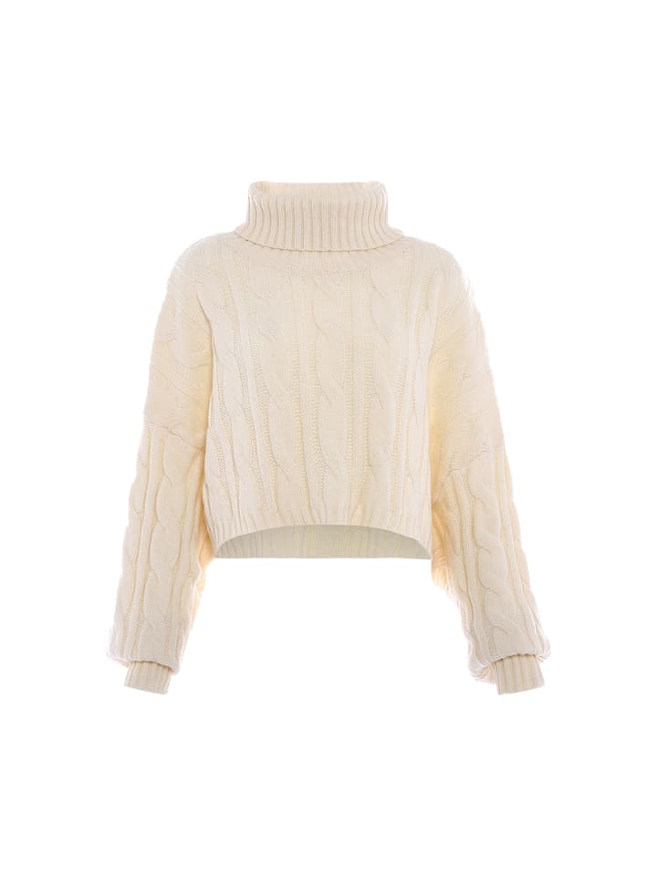 Damen Rollkragenpullover in WOLLWEISS