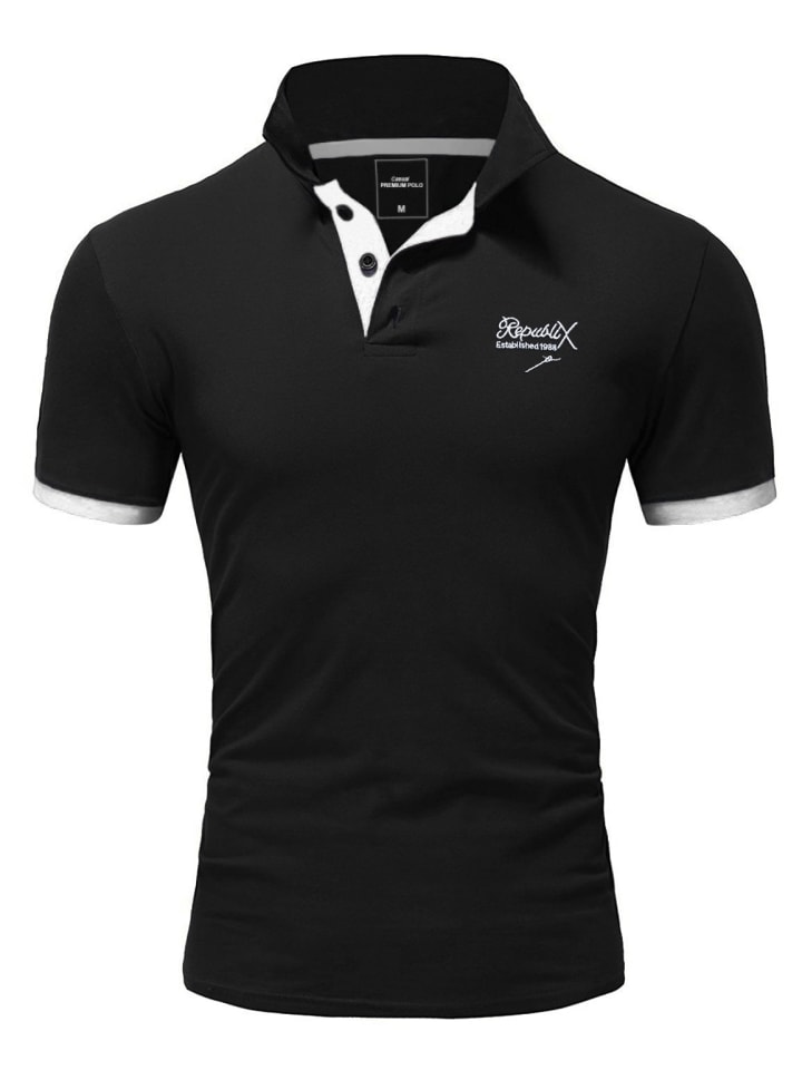 Poloshirt MATEO in Schwarz/Weiß