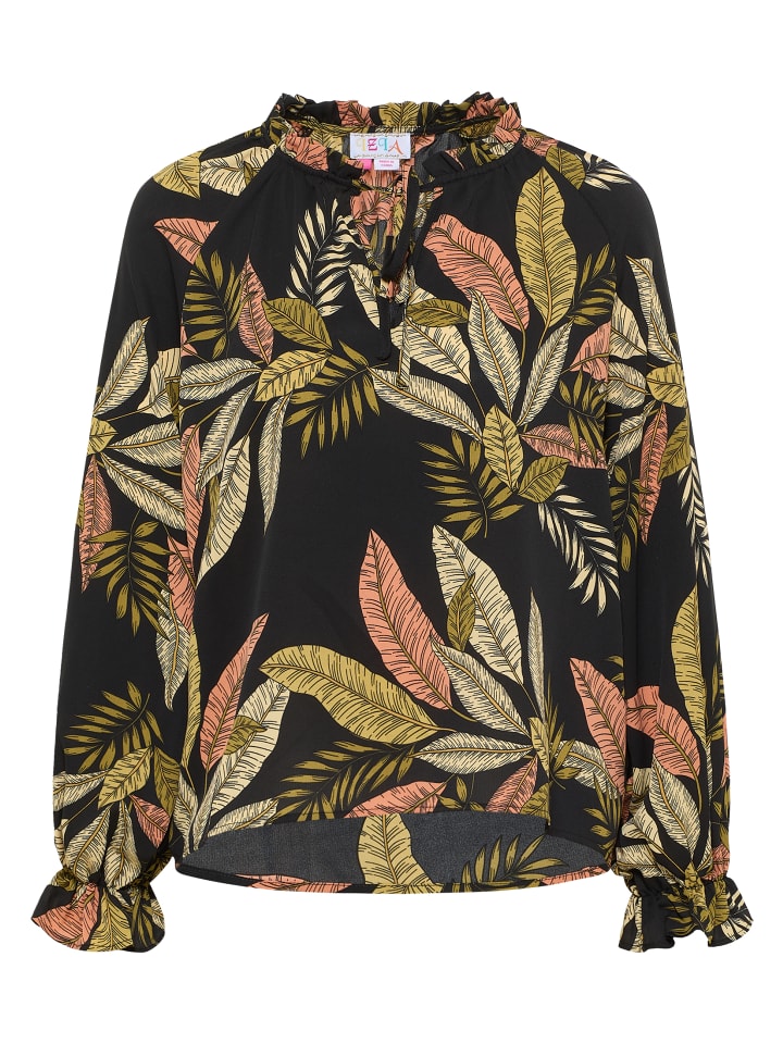 Damen Blusenshirt in Schwarz Mehrfarbig