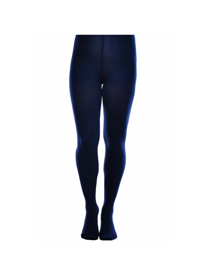 Blickdichte und warm 60 DEN Mikrofaser Strumpfhose ohne Muster in Navyblau
