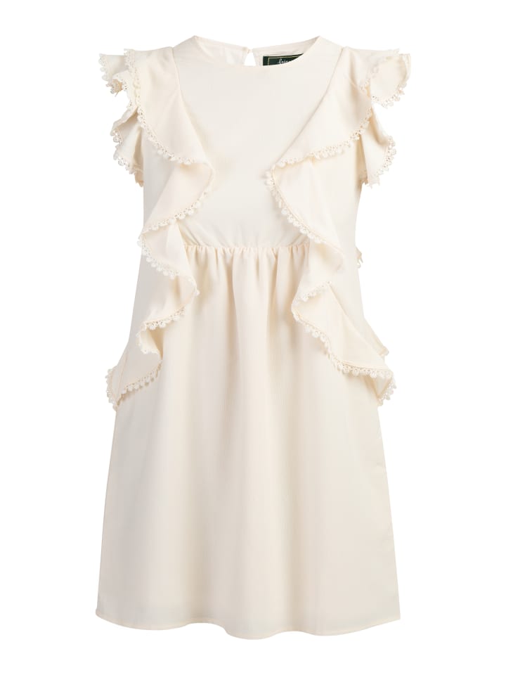 Damen Minikleid Mit Rüschen in Creme