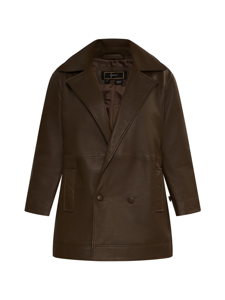 Damen Blazerjacke Aus Leder in Taupe