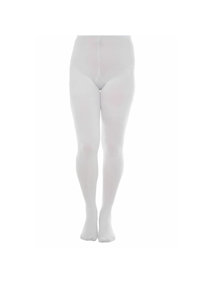 Blickdichte und warm 60 DEN Mikrofaser Strumpfhose ohne Muster in Weiß
