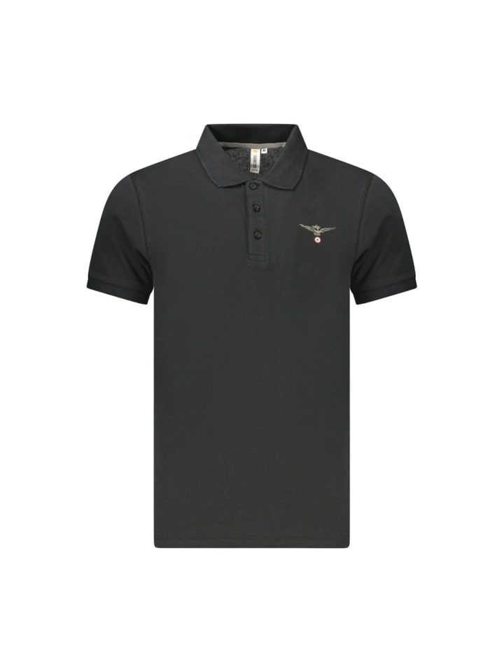 Schwarz Baumwolle Herren Polo Hemd