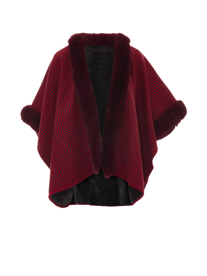 Damen Poncho in Rot