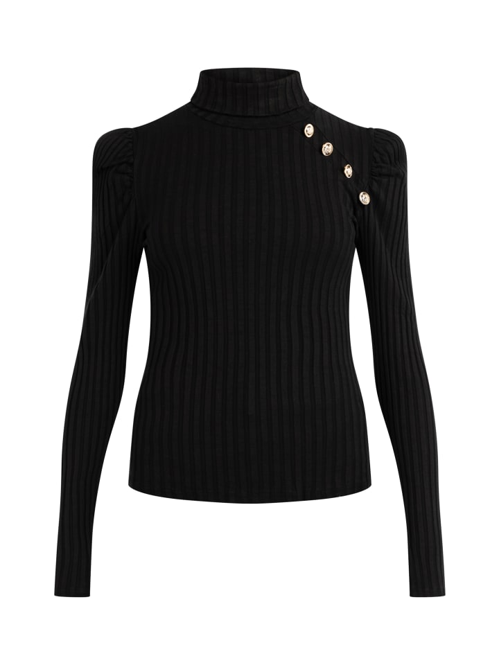 Damen Rippstrick Pullover in Schwarz