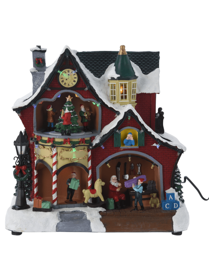 Bewegliche Weihnachtskulisse Sitz von Nikolaus in Mehrfarben, 16,5 x 27,5 cm