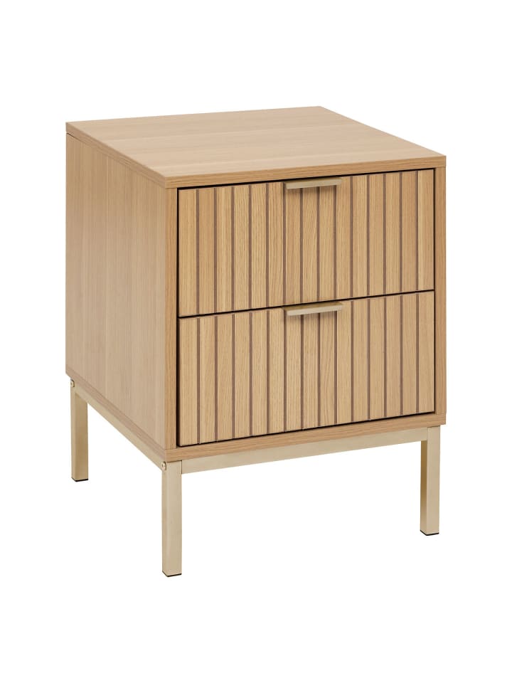 Nachtkommode TASSO mit zwei Schubladen in Braun, 40 x 40 x 52,5 cm
