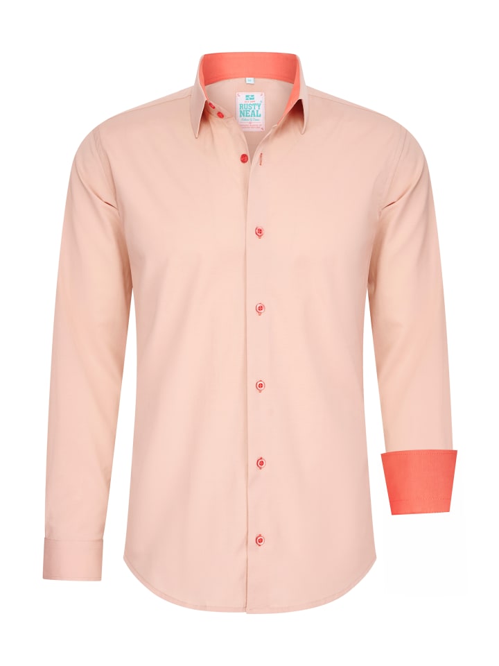 Pastell Hemd S - 6XL Slim Fit Cotton-Stretch in Peach