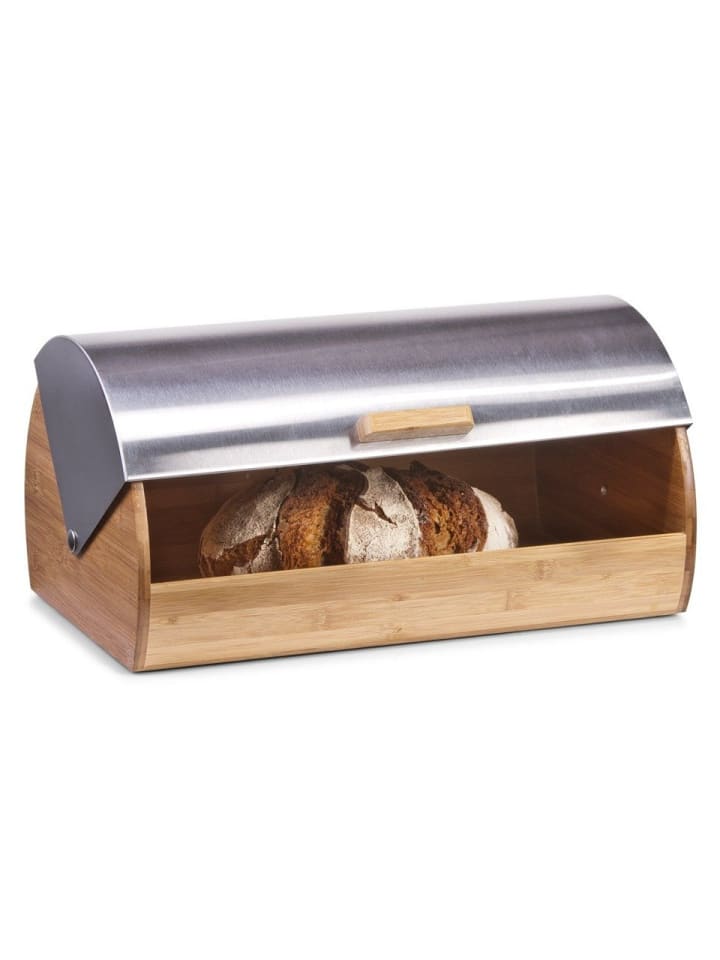 25344 Brotkasten, Bamboo/Edelstahl in Silbern, 39 x 25,5 x 18,5 cm