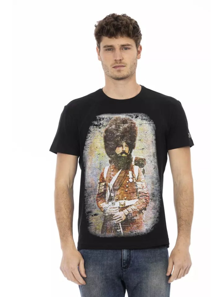Schwarz Baumwolle Herren T-Shirt