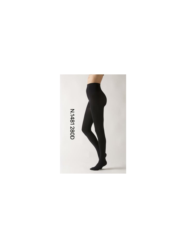 cofi1453® Damen Strumpfhose 280 Den Baumwollzwickel Schwarz in Schwarz