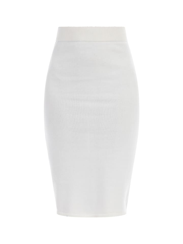 Damen Strick Midirock in Wollweiss