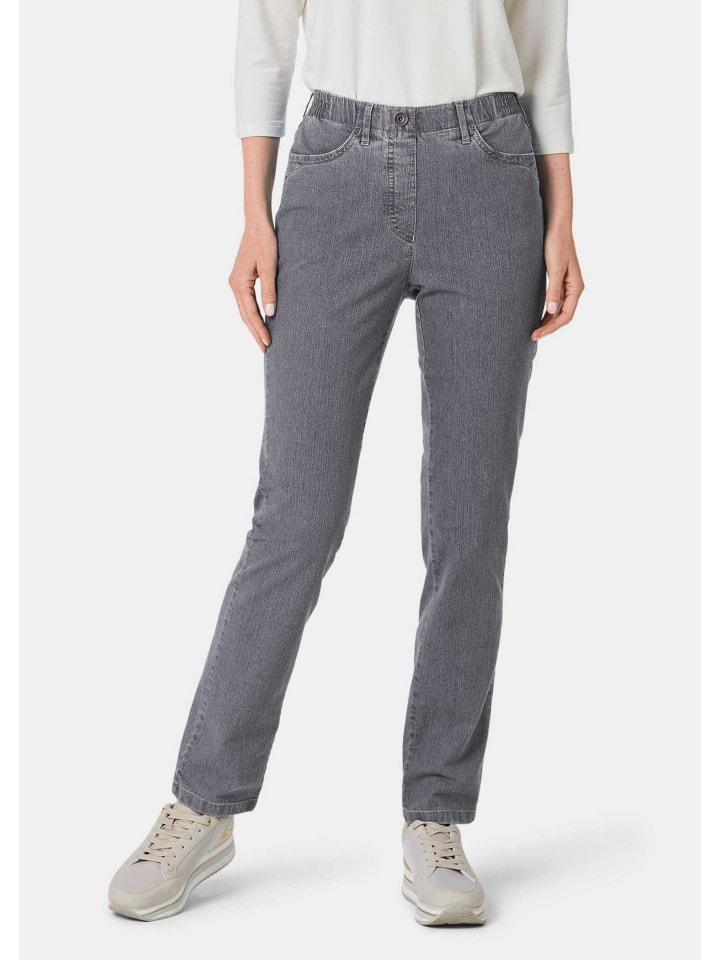Edel geschmückte Jeansschlupfhose MARTHA in grau