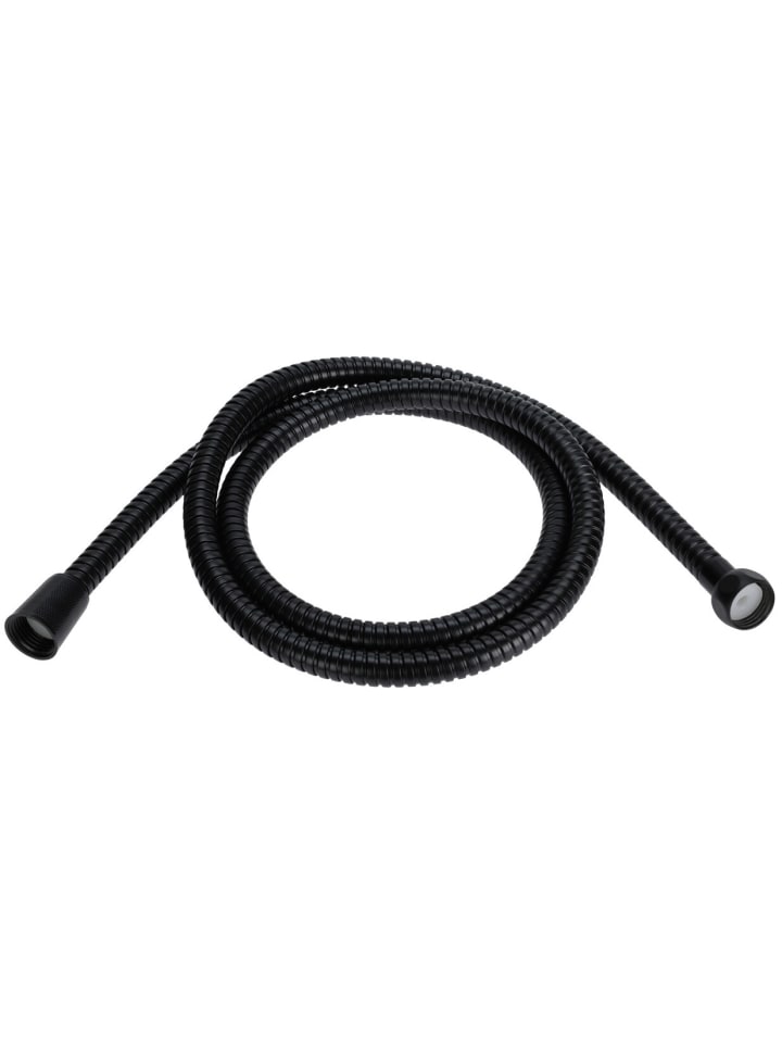 Duschschlauch aus Edelstahl, Gewinde 1/2 in Schwarz, 150 cm