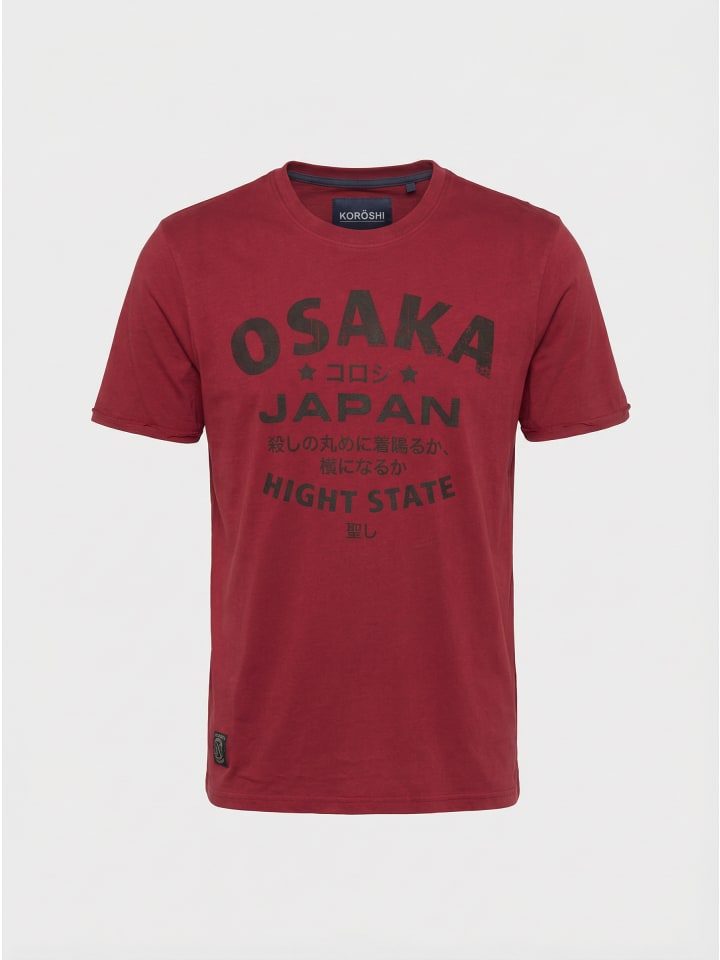 Crew t-shirt baumwolle druck-emb in rot