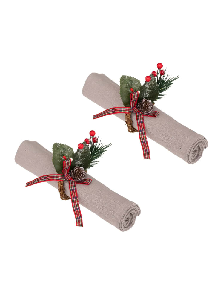 Serviettenringe für Weihnachten, 2er-Set in Mehrfarben, 7 x 2,5 x 9 cm