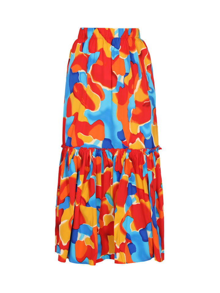 Women Skirt in Red Multicolor