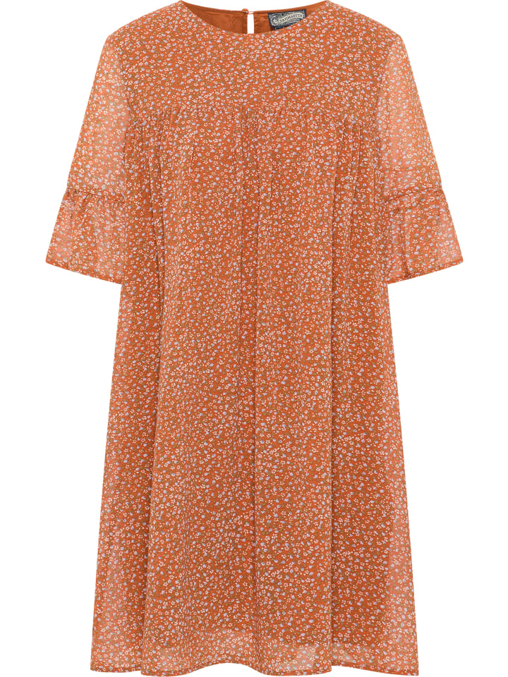 Damen Kleid in Orange Mehrfarbig