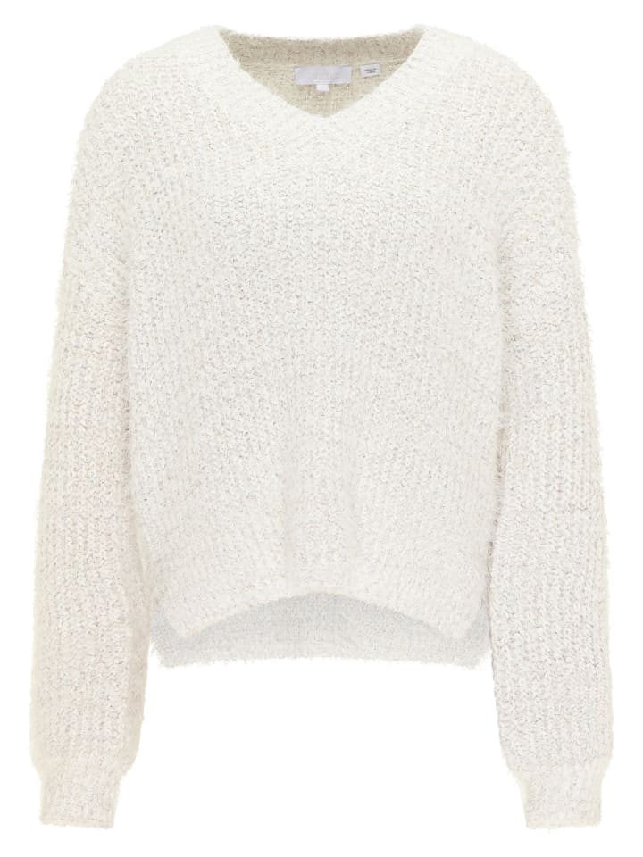 Damen Strickpullover in Wollweiss