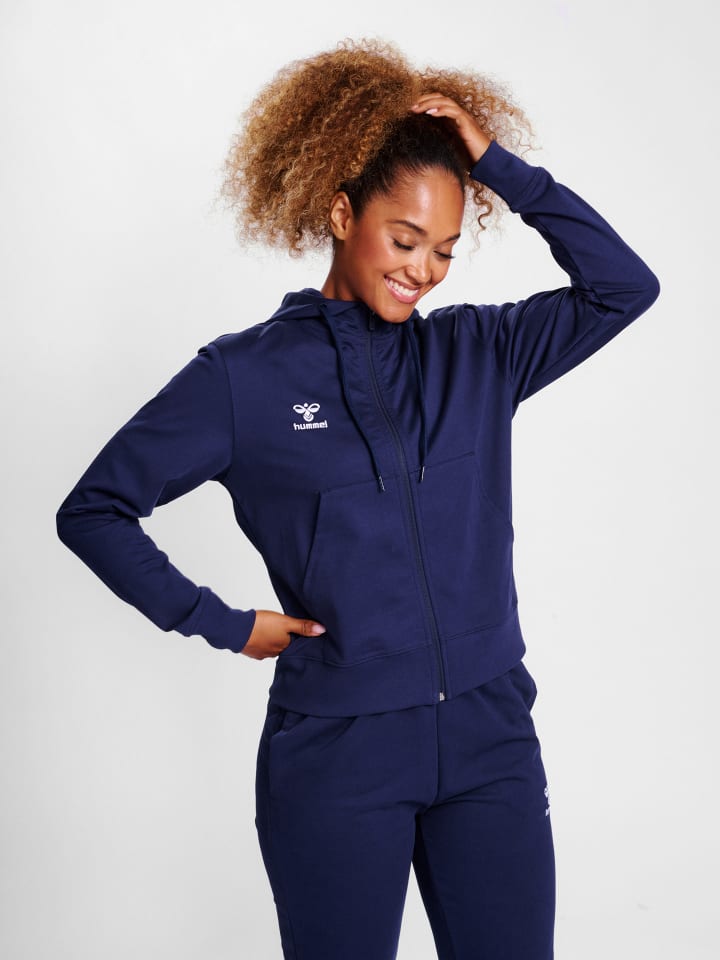 Reißverschluss Kapuzenpullover Hmlgo Damen in MARINE