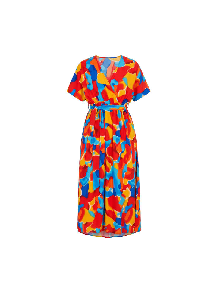 Women Dress in Red Multicolor