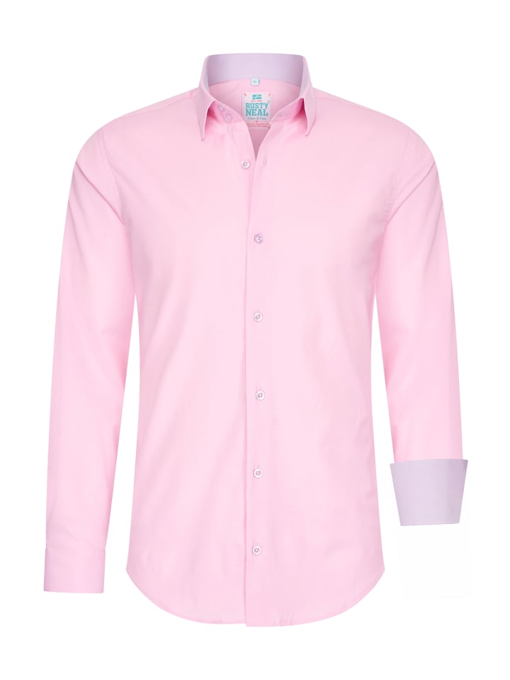 Pastell Hemd S - 6XL Slim Fit Cotton-Stretch in Rose