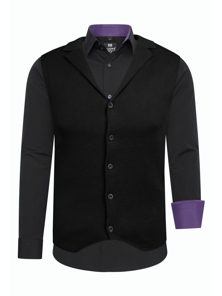 Hemd mit Weste in Schwarz / Lila
