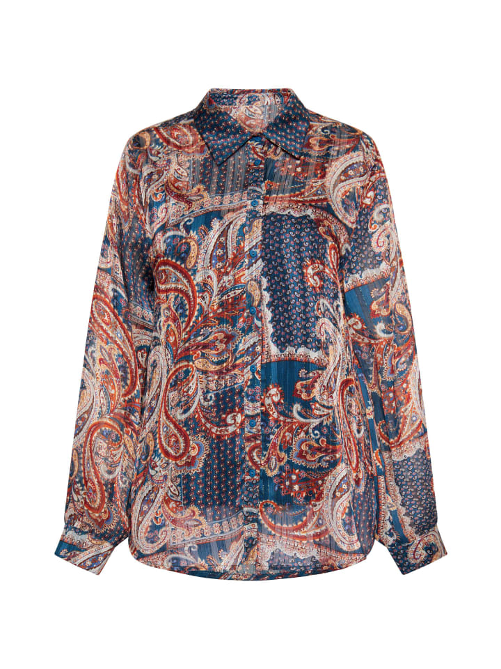 Women Bluse in Blau Mehrfarbig