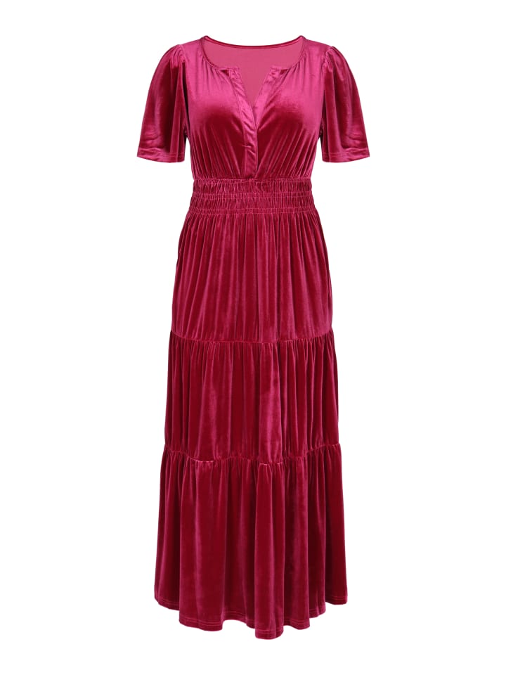 Women Dress in Wine Red