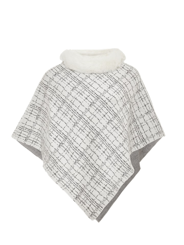 Damen Poncho in Wollweiss