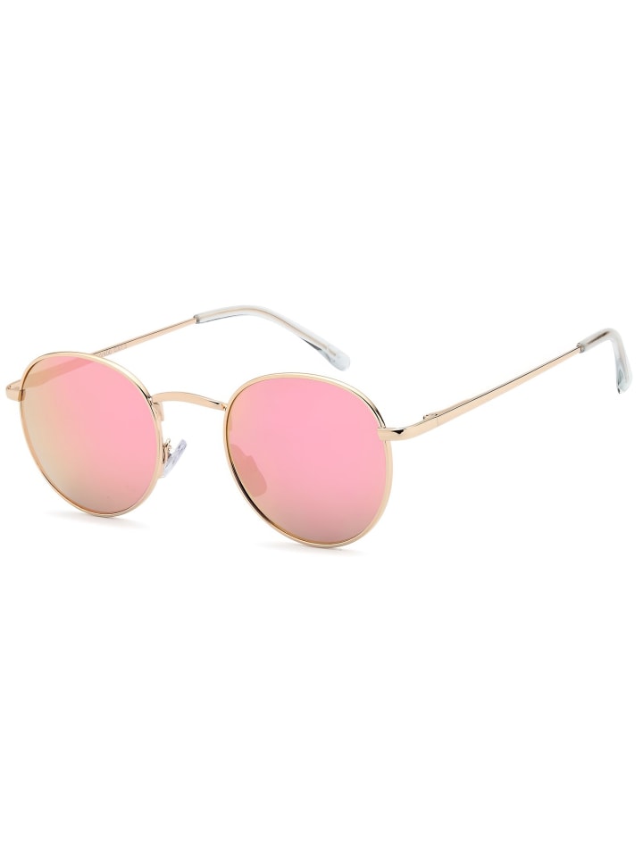 Sonnenbrille in Gold / Pink verspiegelt