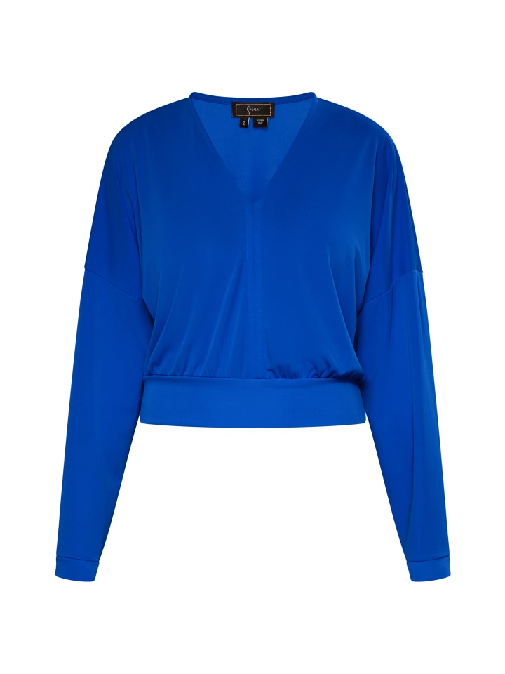 Damen Cropped Langarm-Shirt in Königsblau