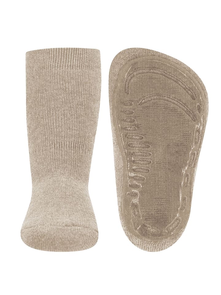 Stoppersocken Uni in dunkel beige meliert
