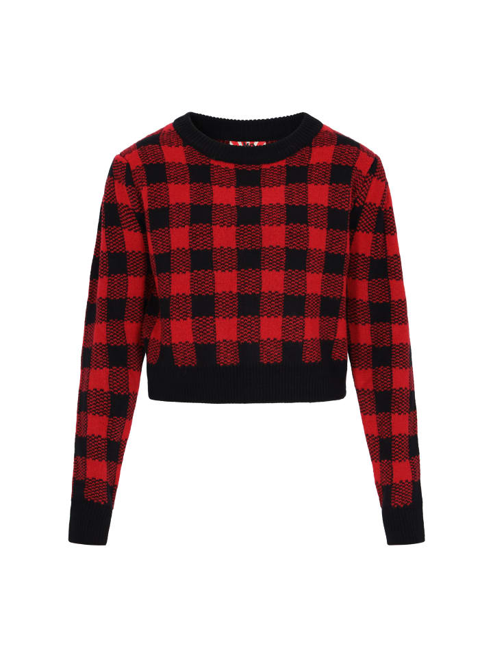 Women Sweater in black dark red