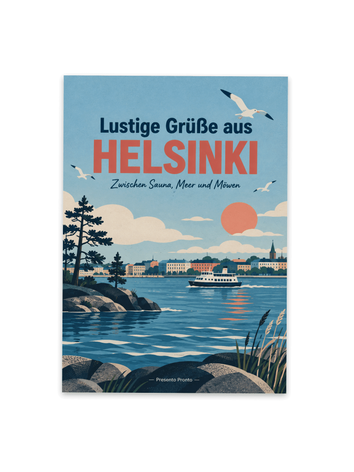 Postkarte Fähre nordisch Design mit Spruch in Weiß
