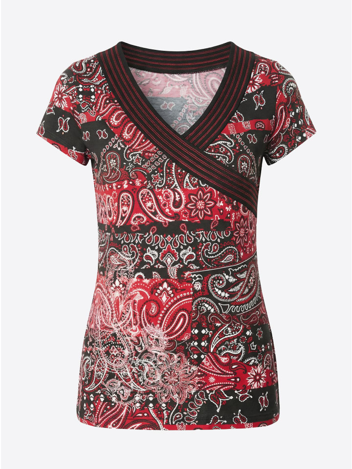 Damen-T-Shirt mit Kaschmirmuster in rot