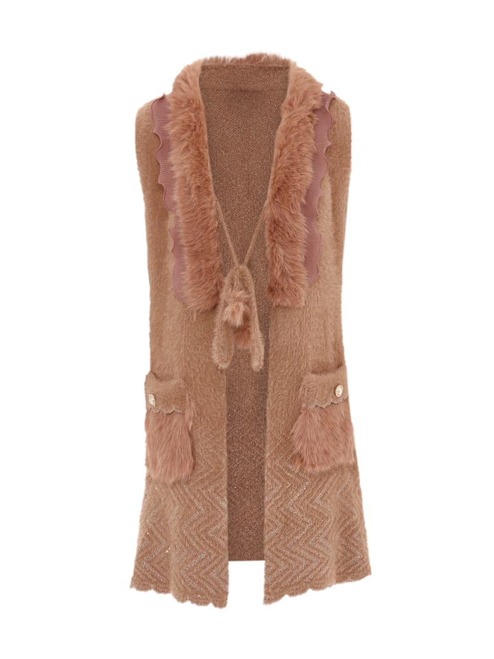 Damen Strickjacke in Dunkelrosa Rosa Gold