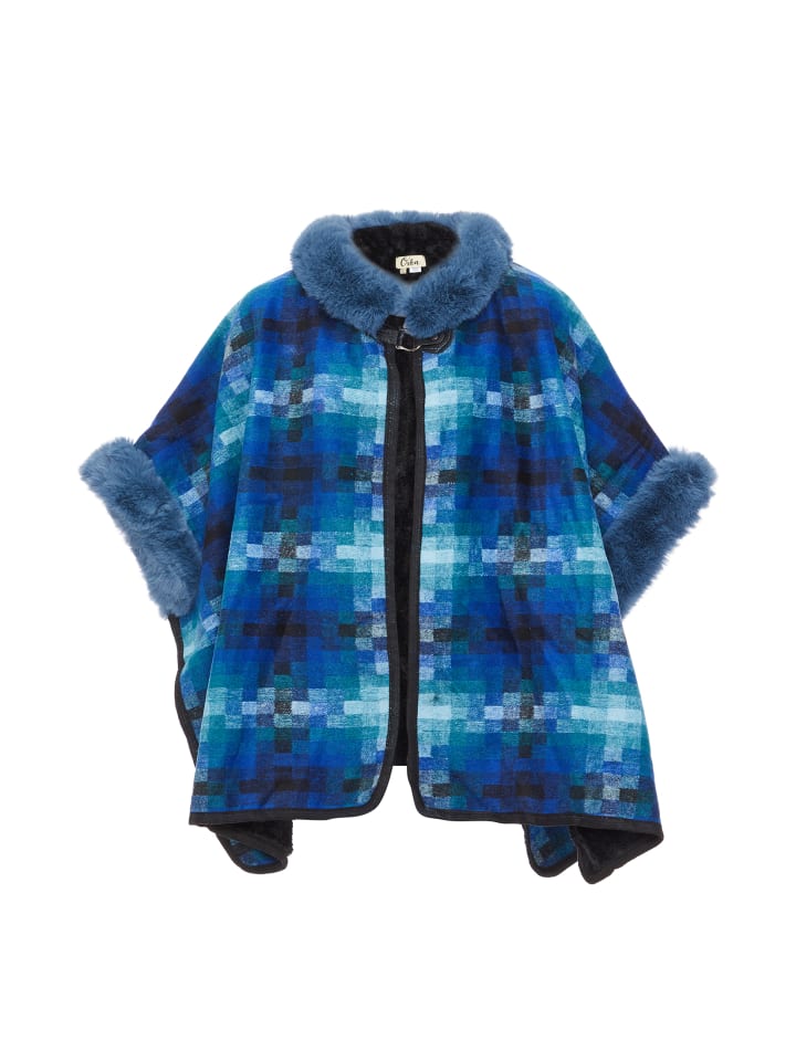 Women Poncho in Blau