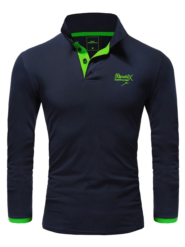 Poloshirt OWEN in Navy/Grün