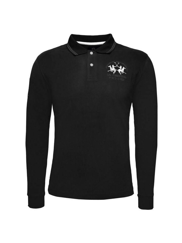 Langarm-Poloshirt XMP307 in schwarz