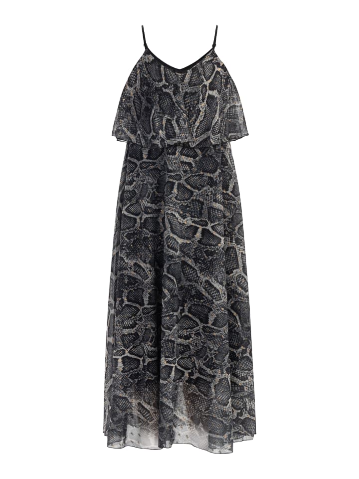 Damen Maxikleid Mit Schlangenprint in Schwarz Schlange