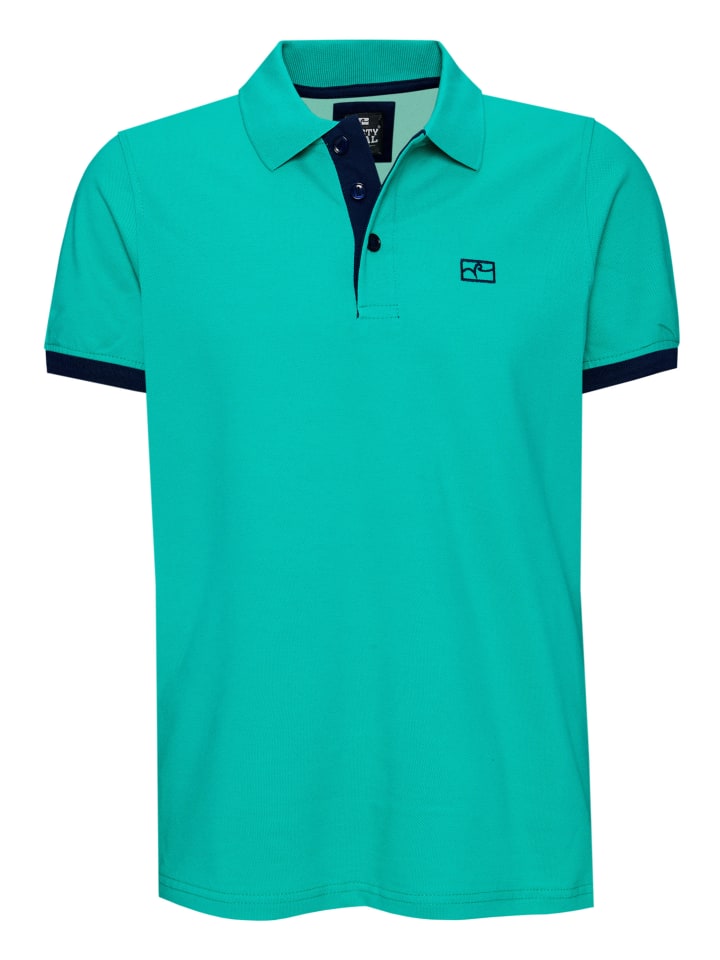 Kontrast Polo Pique Shirt Regular Fit in Grün / Marine