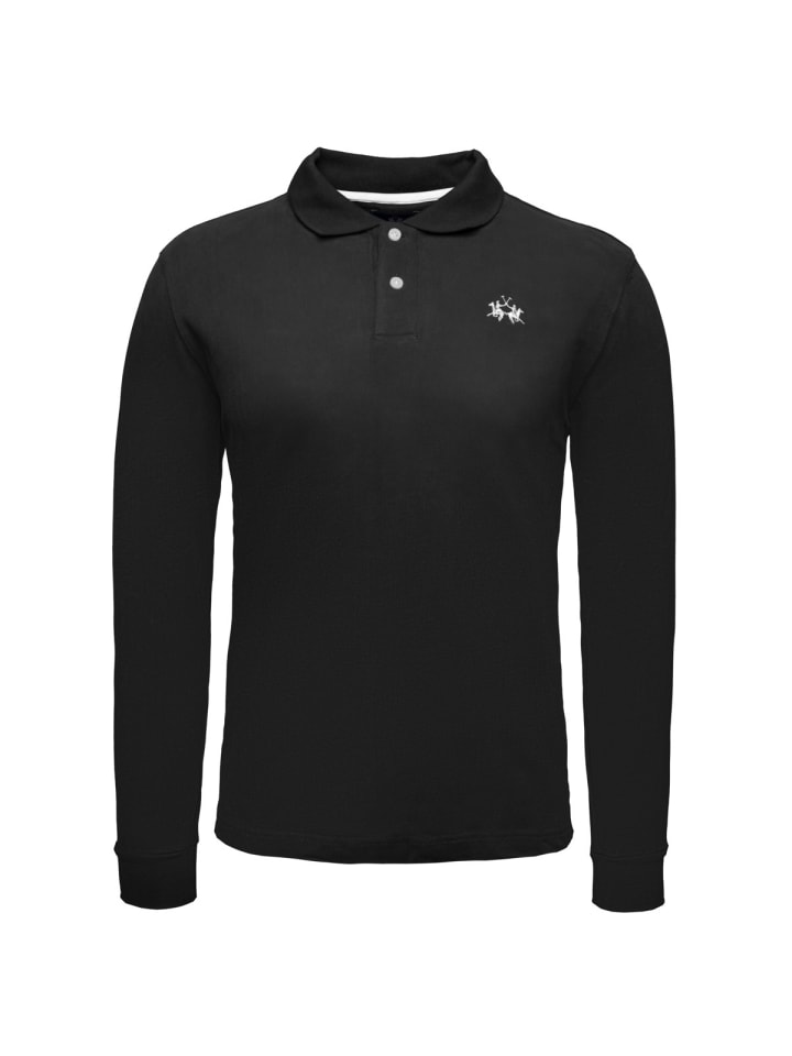 Langarm-Poloshirt XMP004 in schwarz