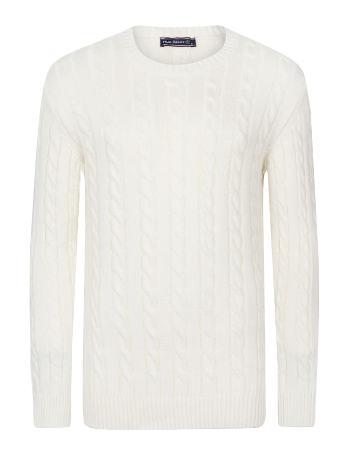 Zopfmuster Pullover in Ecru