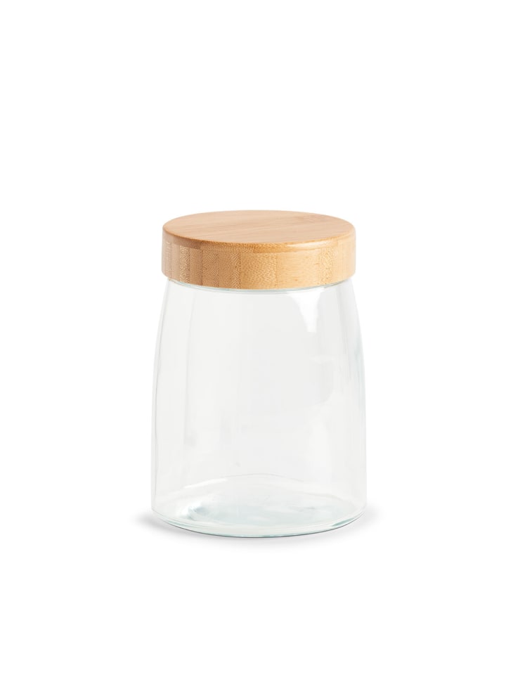 Glasbehälter mit dichtem Bambusdeckel, 1300 ml in Transparent, 10,8 cm